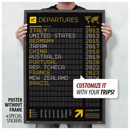 Póster de salidas del aeropuerto: panel de embarque personalizable (59,4 x 84,1 cm/23,4 x 33,1 pulgadas)