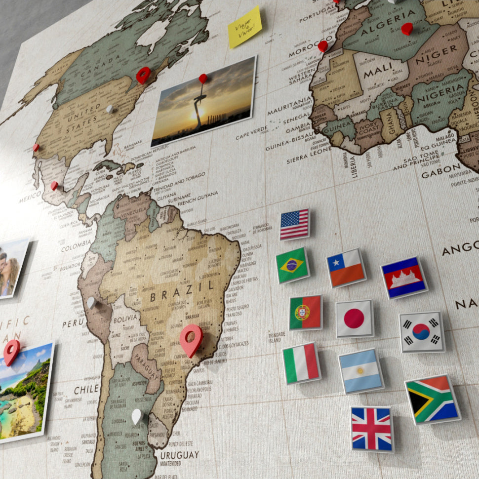 Magnetic Canvas World Map - Vintage