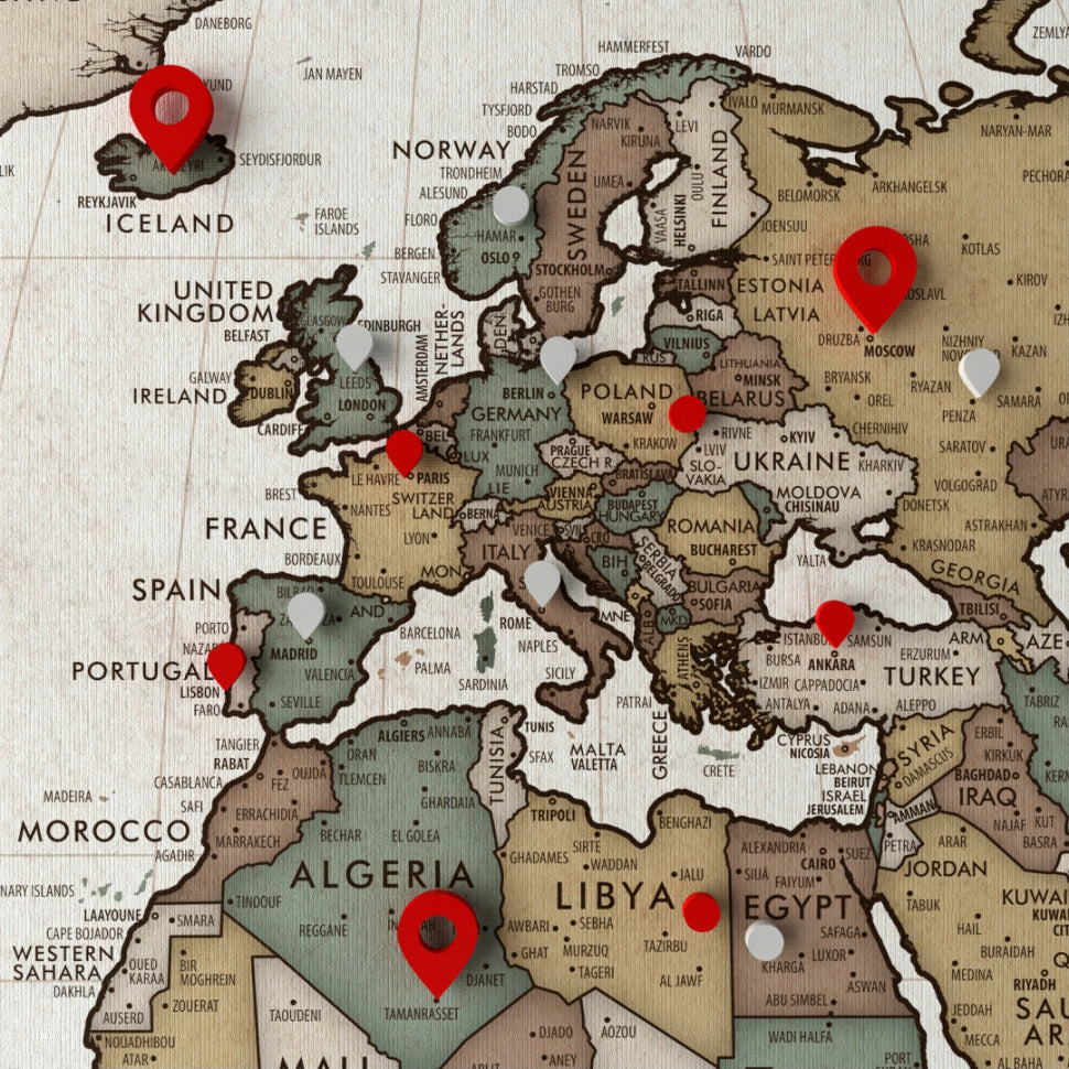 Magnetic Canvas World Map - Vintage
